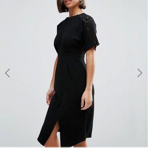 ASOS Petite Smart Woven Dress with Lace Insert